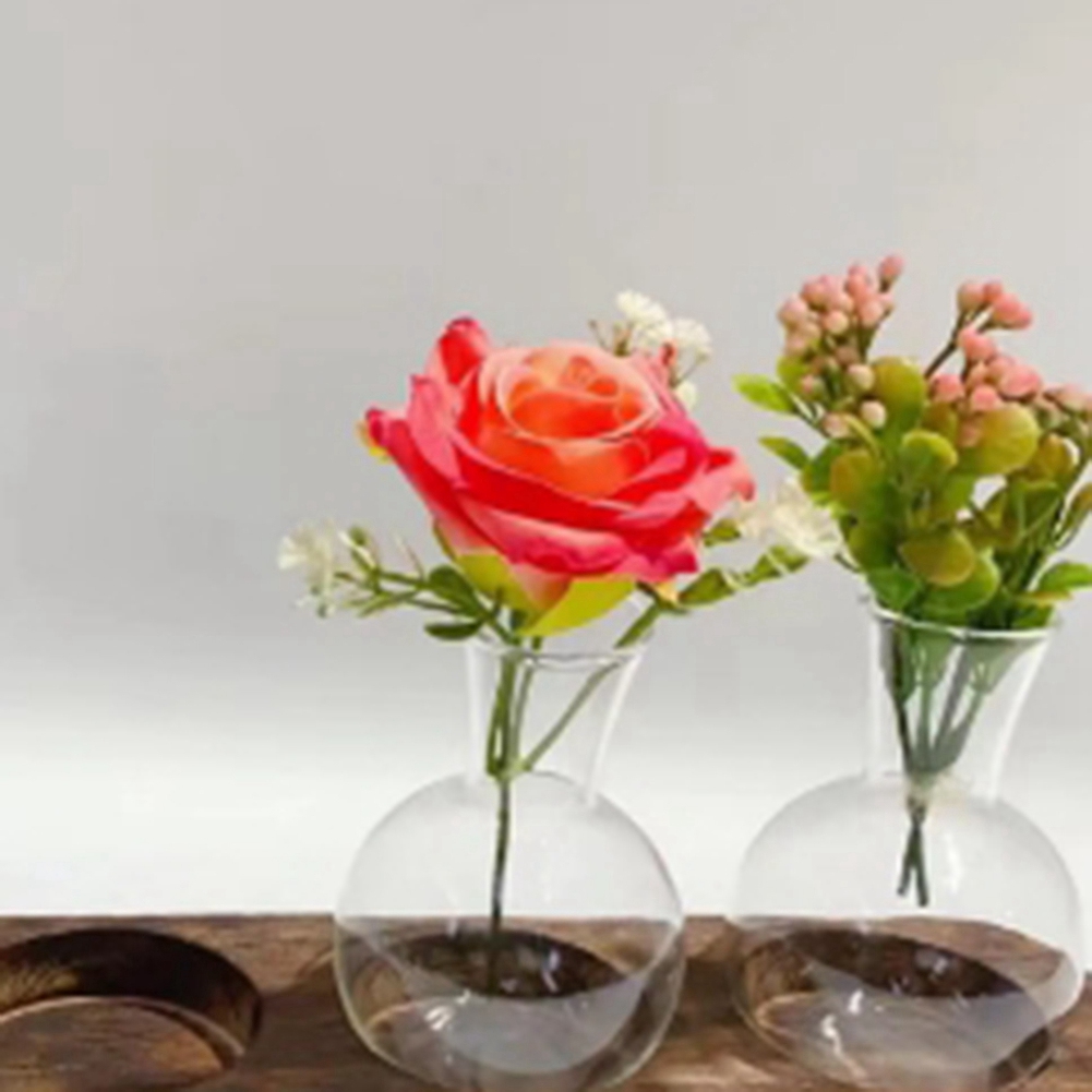 Propagation Station Vase - 75STO-水耕植物花瓶ヴィンテージ繁殖ステーションガラス透明植木鉢木製スタンド付き家の装飾