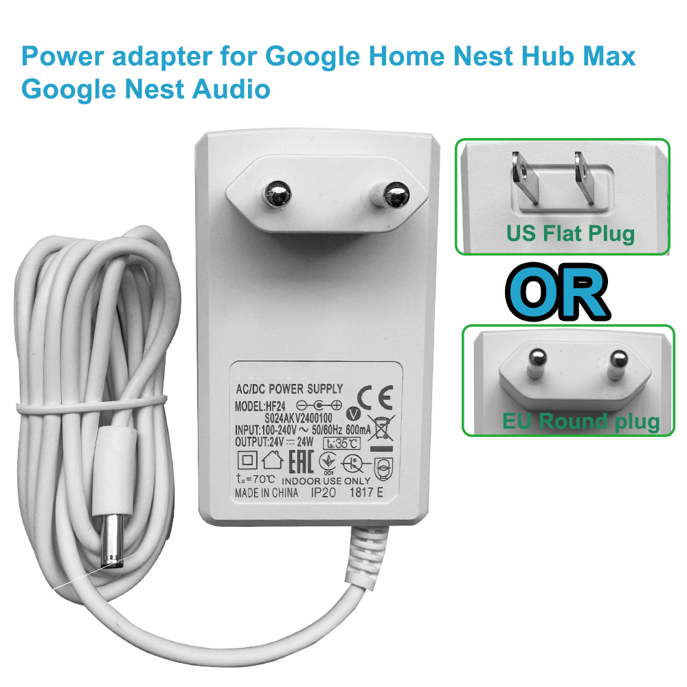 Google Speaker Nest Hub - Google Home Nest Hub Max用24V電源アダプター Google