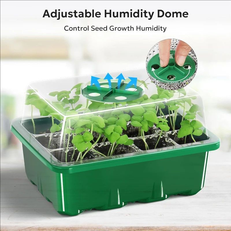 Humidity Dome Kit - 10個/5個入り 苗床トレイ 種子スターターキット ミニプロパゲーター 植物育成キット 湿度調整可能なドームとベース付き