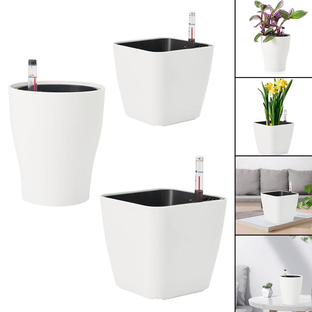 Self Watering Insert - 自動給水式植木鉢、白いプラスチック製、庭のハーブ用
