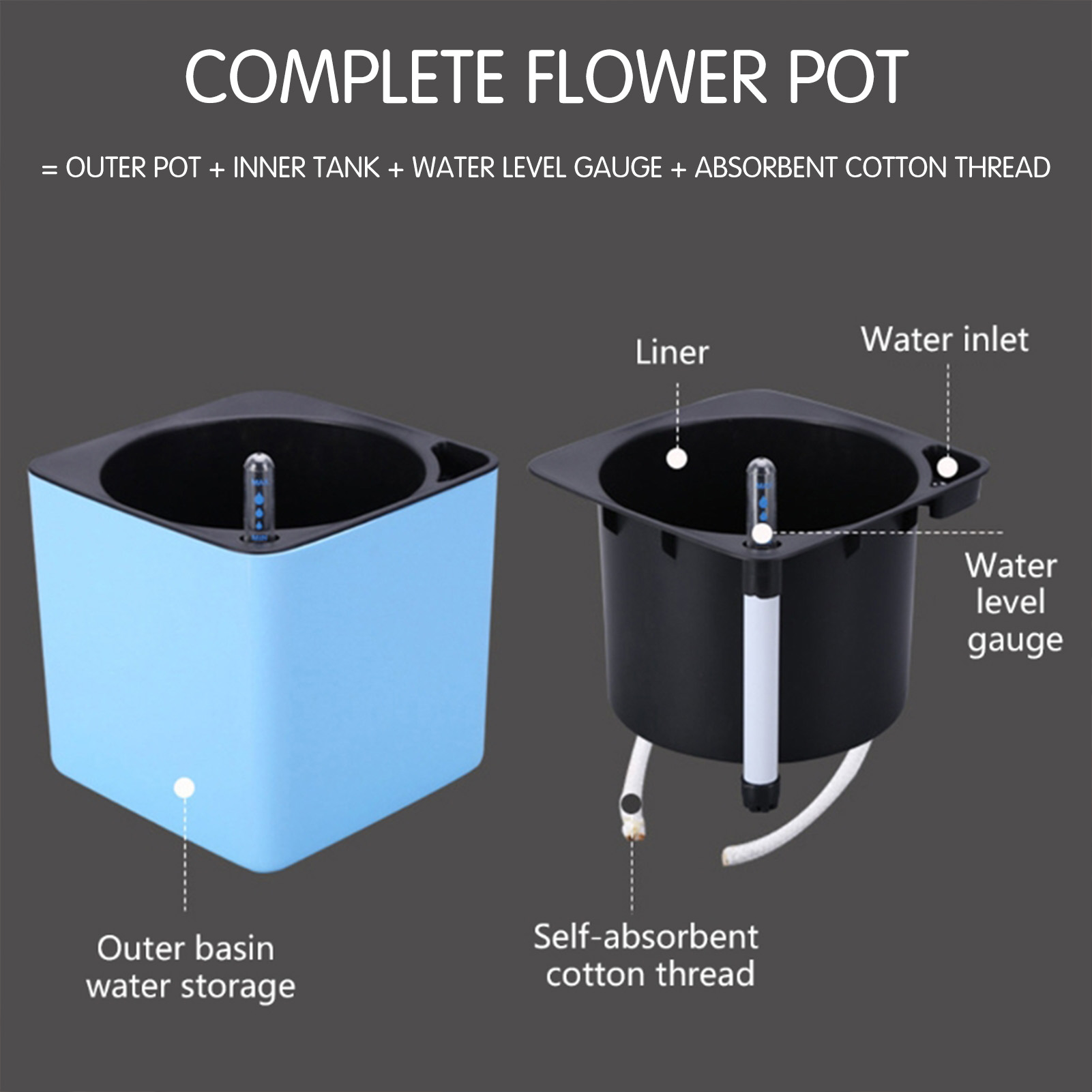 自動自己散水花植物ポット園芸フラワーポットリビングルームの装 - Self Watering Insert のレビューと価格