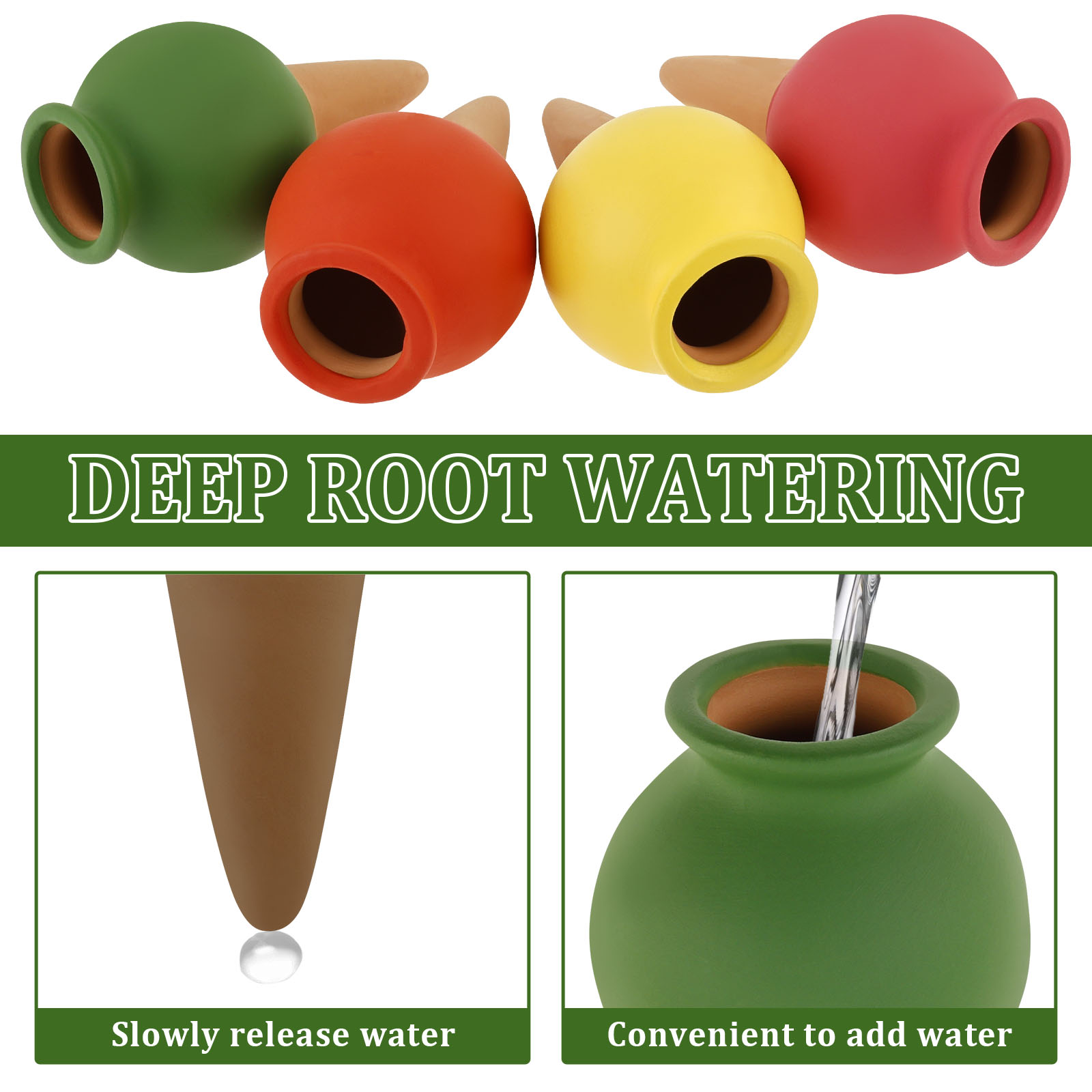 8 個テラコッタ自動散水スパイク粘土植物散水プランターインサ - Self Watering Insert のレビューと価格