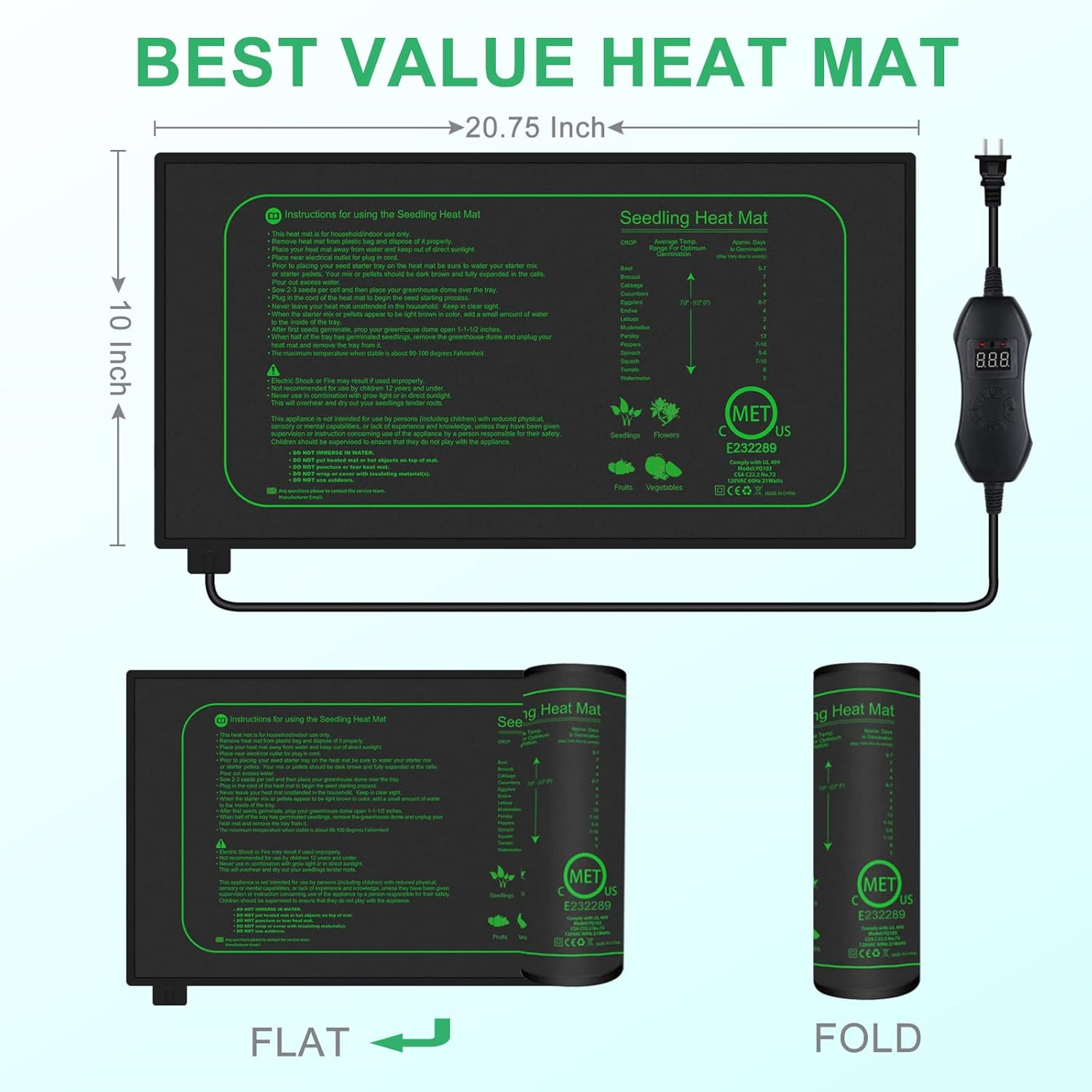 苗用ヒートマット デジタルサーモスタット付き 室内植物発芽加 - Heat Mat Seedling のレビューと価格